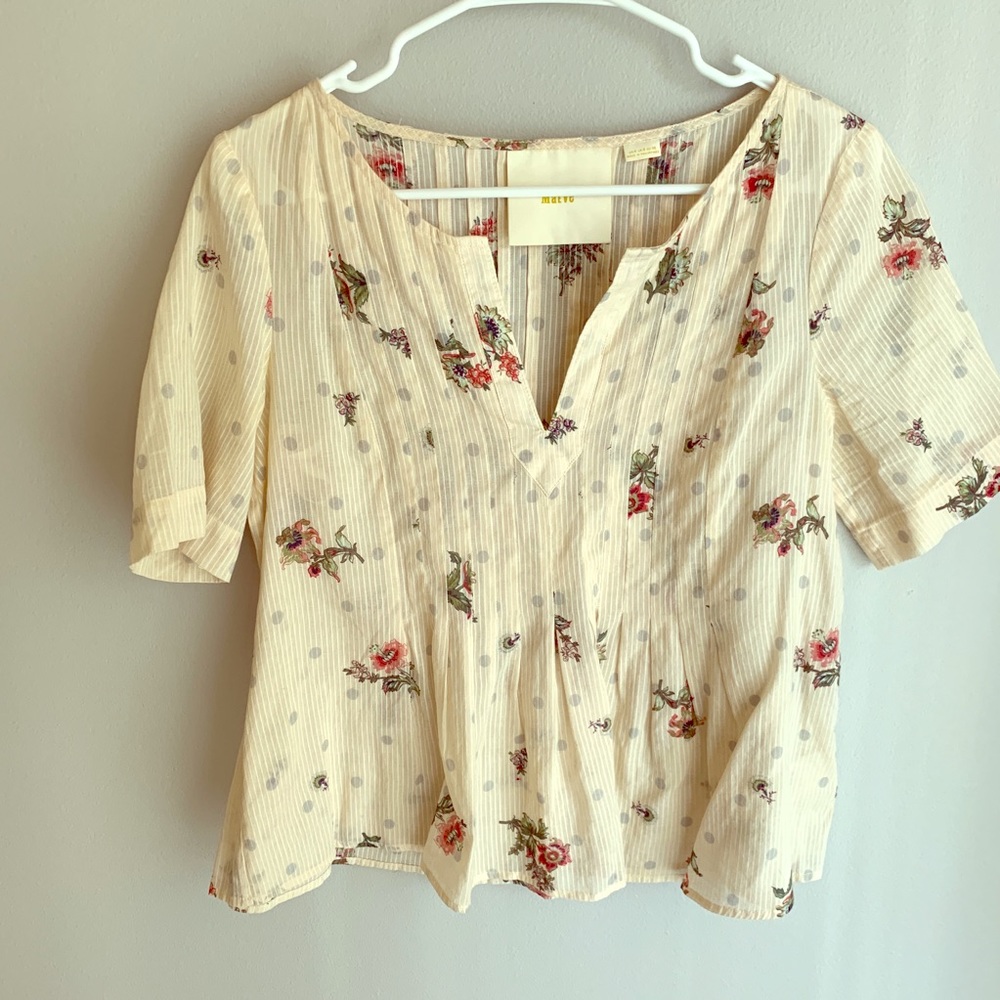 Maeve Anthropology Orchid Floral Blouse